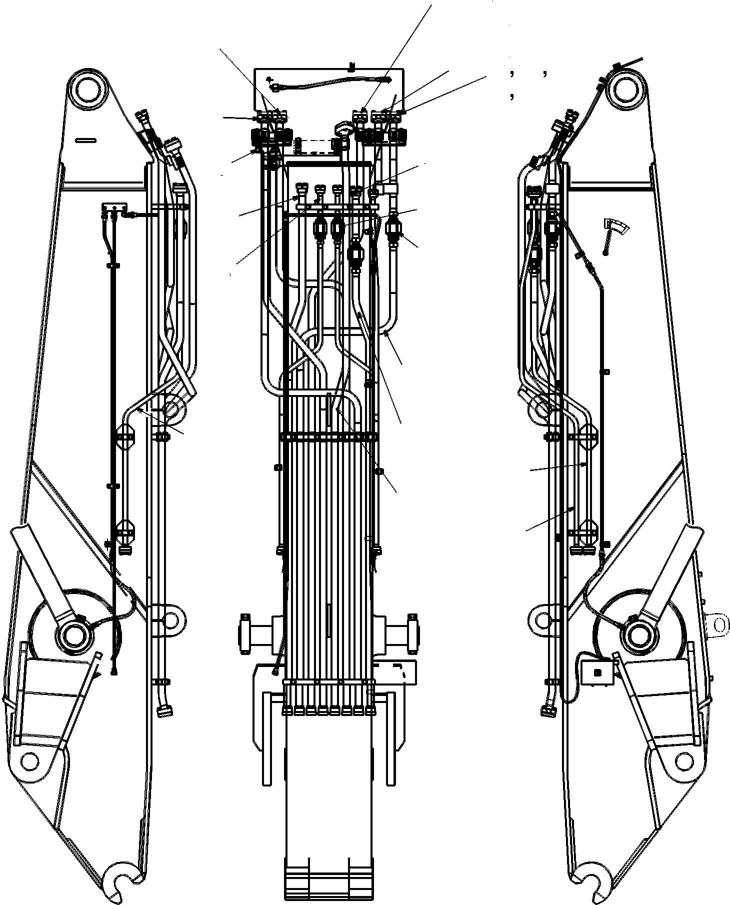 Excavators Komatsu / PC340LCD-7K-E0 HIGH REACH DEMOLITION S/N K45019-UP(pc340hr3) / 1ST BOOM PIPING(360030 : T1110-03A0)