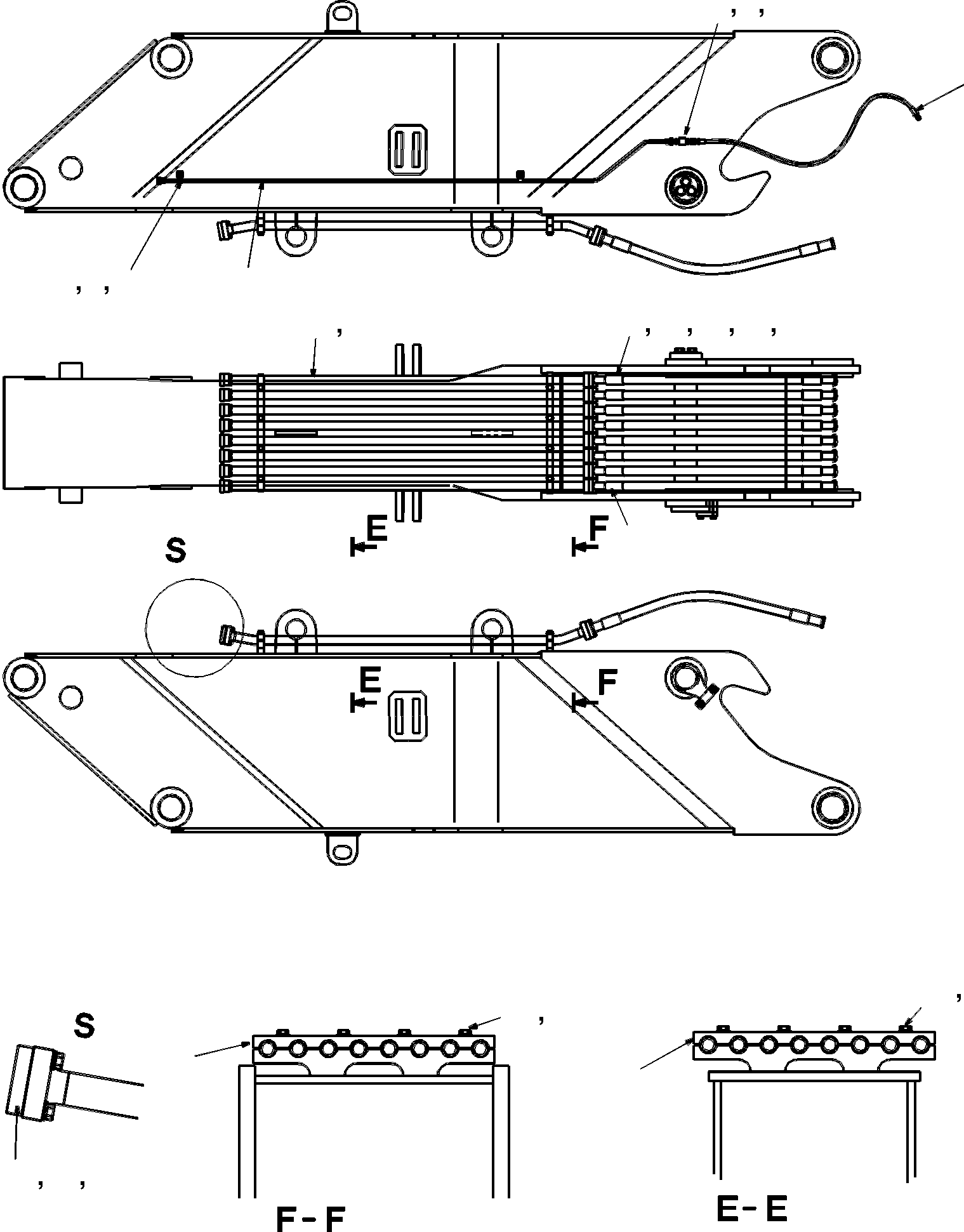Excavators Komatsu / PC340LCD-7K-E0 HIGH REACH DEMOLITION S/N K45019-UP(pc340hr3) / 2ND BOOM PIPING(360080 : T1110-08A0)