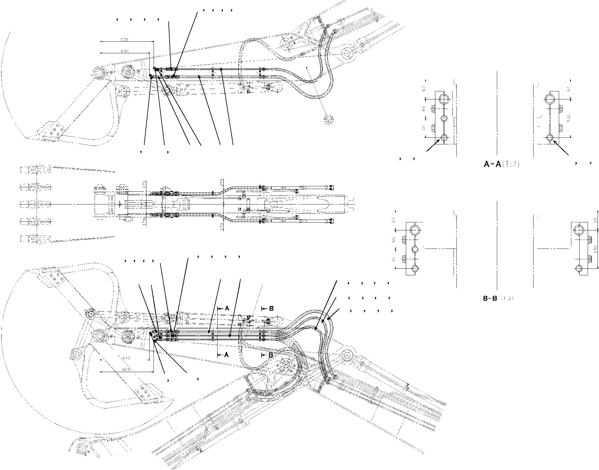 Excavators Komatsu / PC340LCD-7K-E0 HIGH REACH DEMOLITION S/N K45019-UP(pc340hr3) / ARM 3.2M (DIG BOOM)(360190 : T1210-07A0)