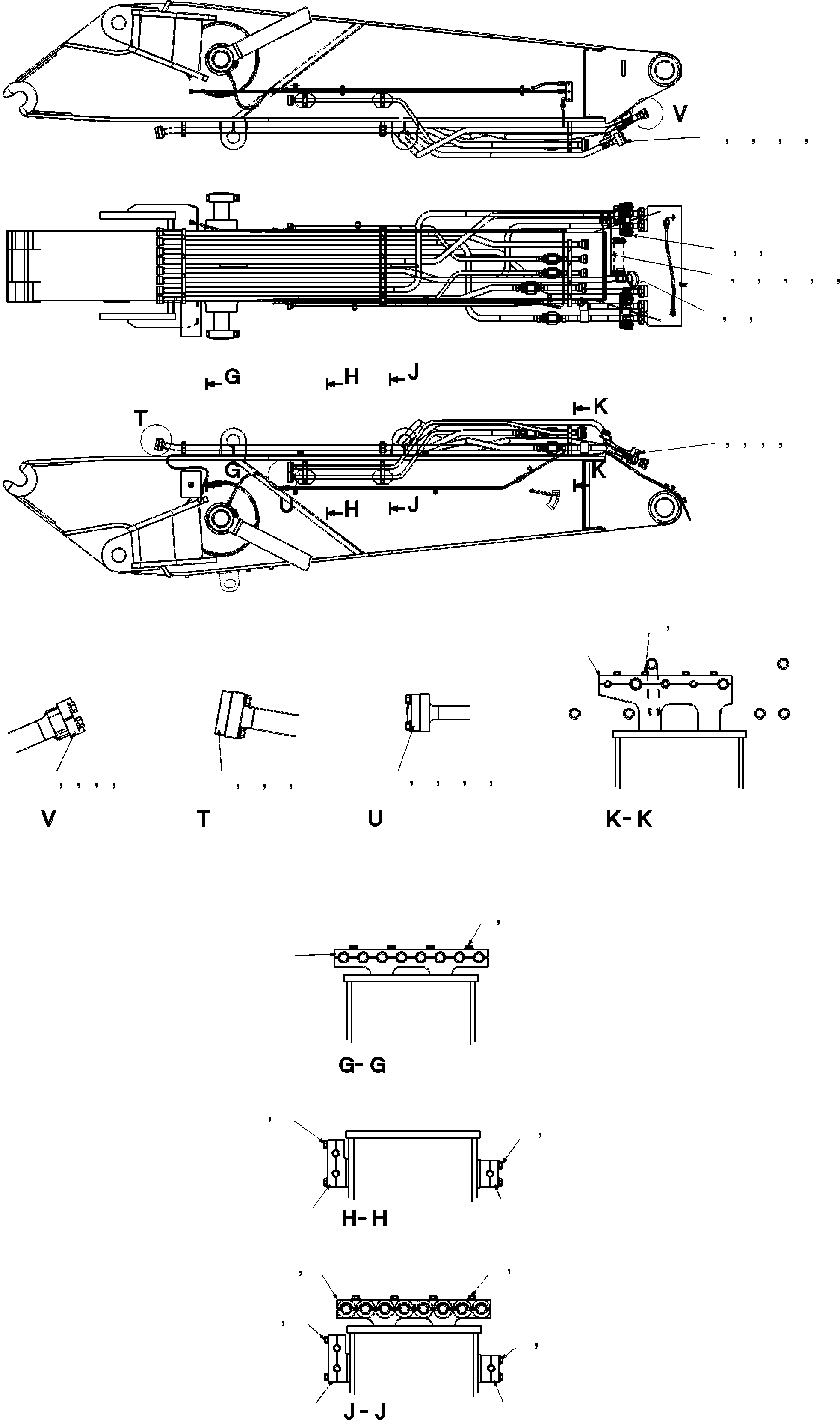 Excavators Komatsu / PC340LCD-7K HIGH REACH DEMOLITION S/N K40575-UP(pc340lcd) / 1ST BOOM PIPING CLAMPS(360400 : T1110-04A0)