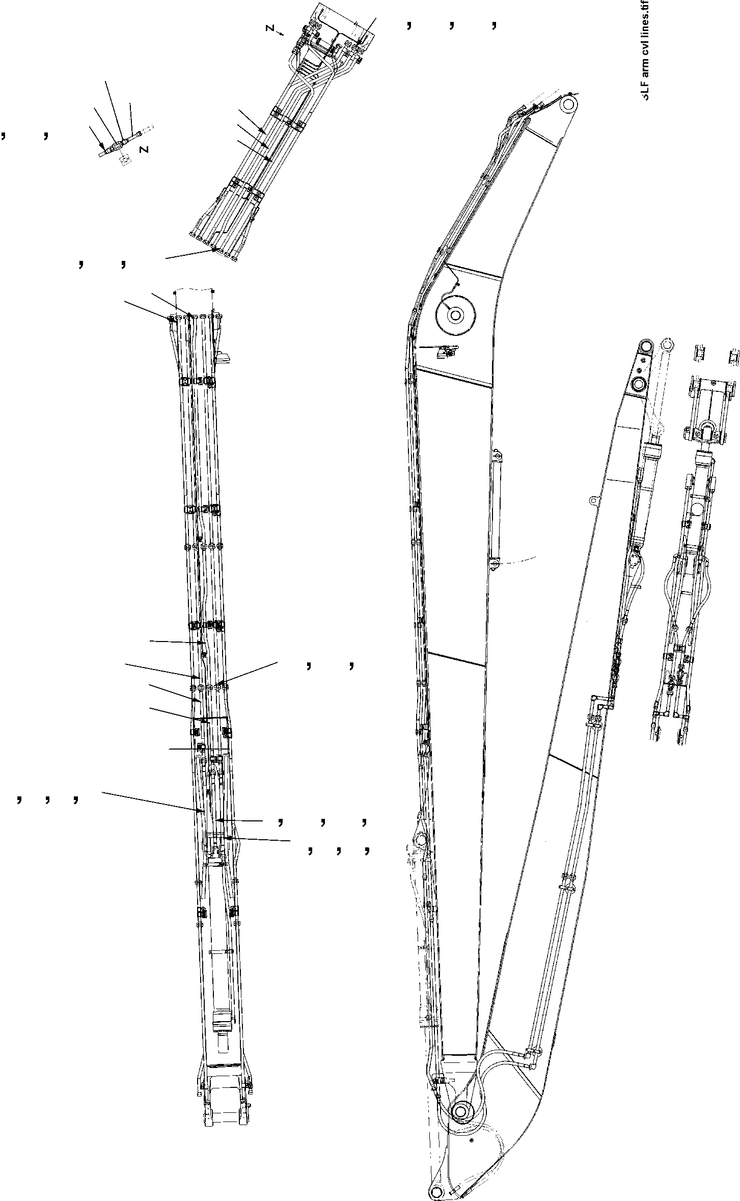 Excavators Komatsu / PC340LC-7E0 SUPER LONG FRONT S/N K45001-UP(pc340sl0) / ARM CYLINDER LINES(360200 : 360200)