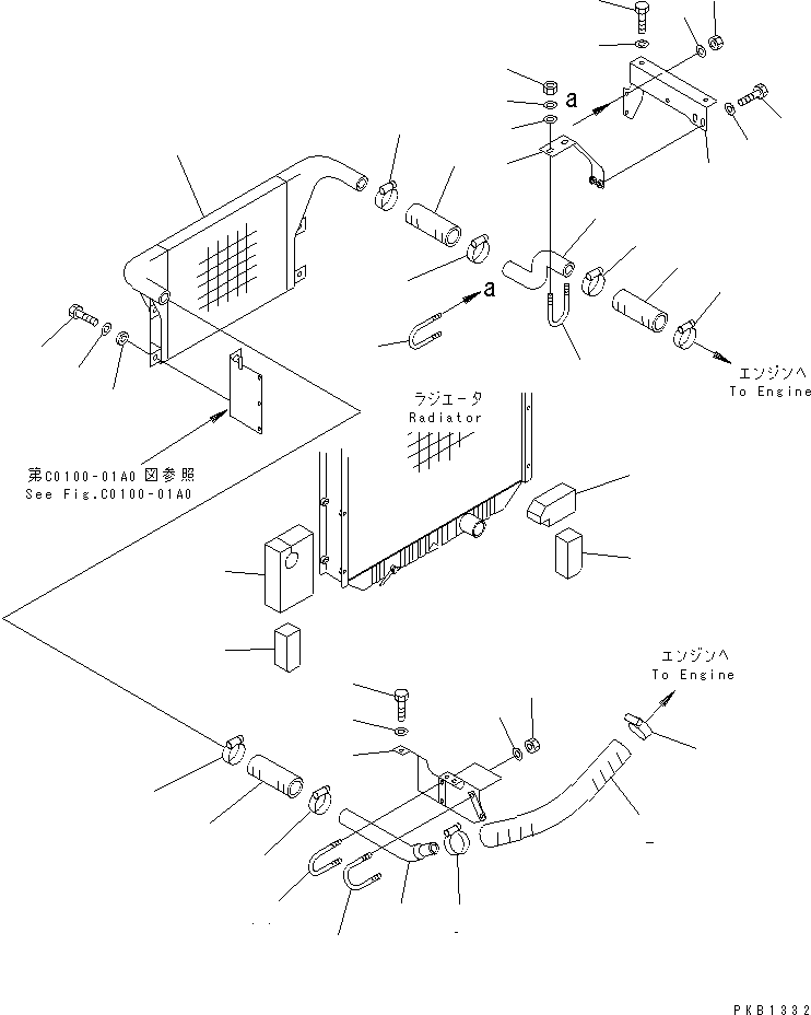 Komatsu parts book diagram for PC350-6 S/N 10001-UP: COOLING (AFTER COOLER AND AIR COOLER)(#10001-12342)