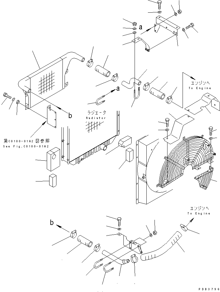 Komatsu parts book diagram for PC350-6 S/N 10001-UP: COOLING (AFTER COOLER AND AIR COOLER) (SAE)(#10233-11999)
