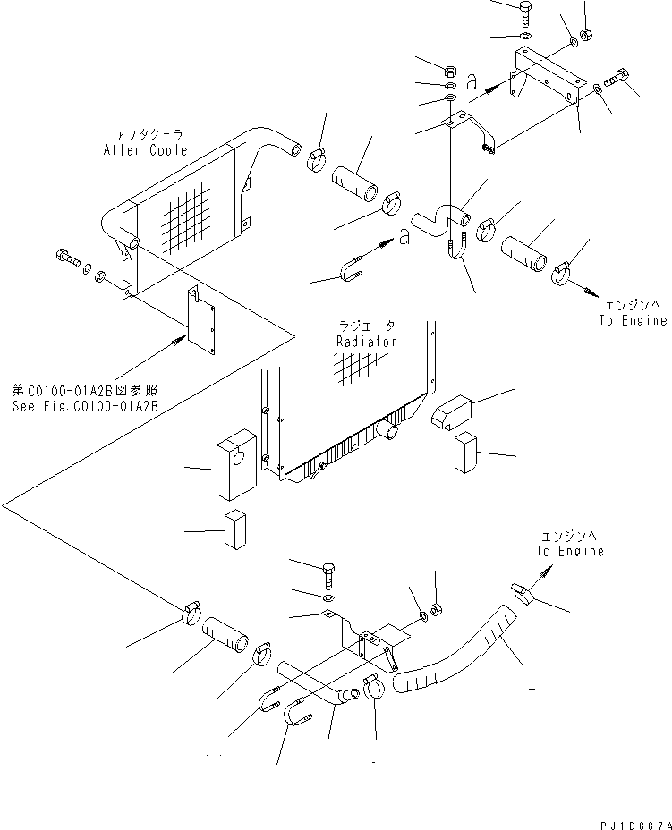 Komatsu parts book diagram for PC350-6 S/N 10001-UP: COOLING (AFTER COOLER AND AIR COOLER) (SAE)(#12782-)