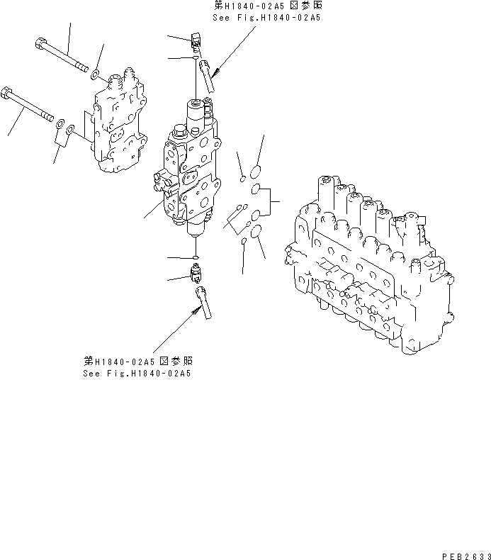 Komatsu parts book diagram for PC350-6 S/N 10001-UP: MAIN VALVE (ADDITIONAL SERVICE VALVE) (1 ACTUATOR) (KIT)