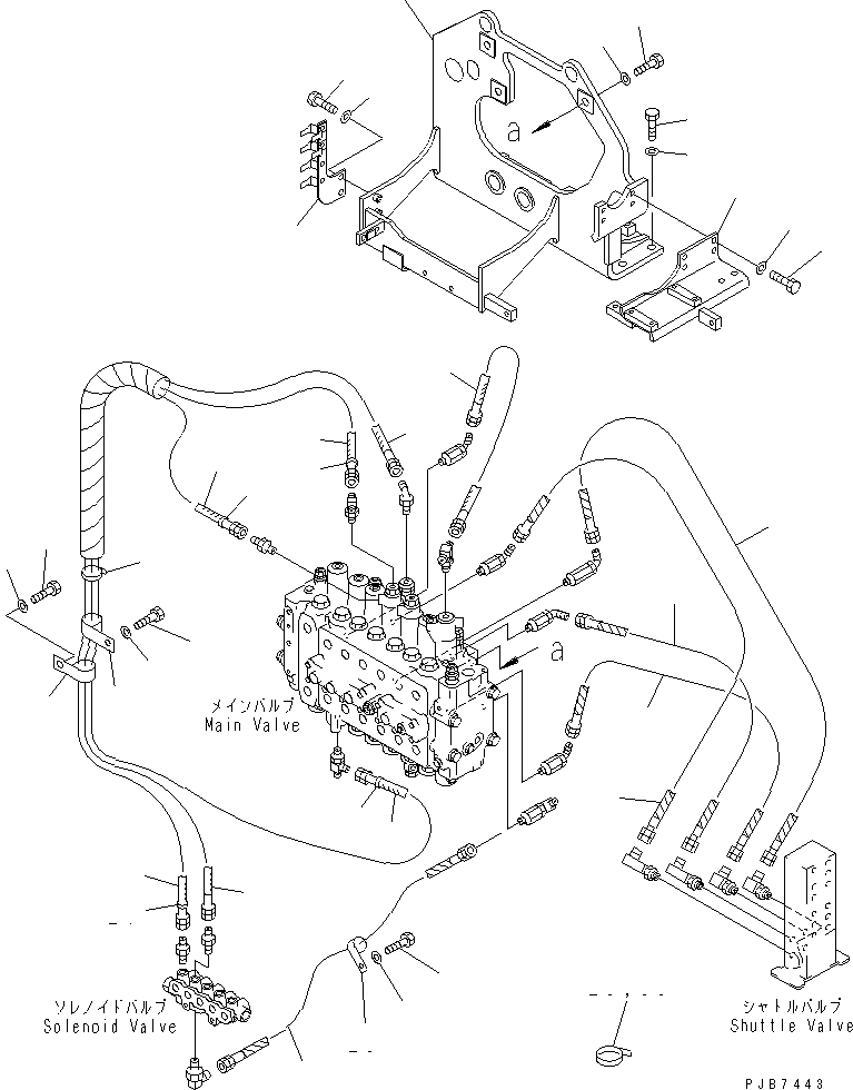 Komatsu parts book diagram for PC350-6 S/N 10001-UP: MAIN VALVE (VALVE BRACKET)(#12001-)