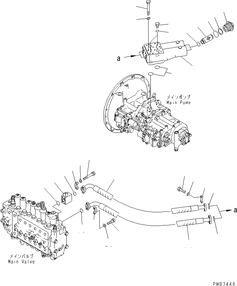 Komatsu parts book diagram for PC350-6 S/N 10001-UP: DELIVERY LINE (BLOCK) (WITH INLINES FILTER)(#12001-12283)