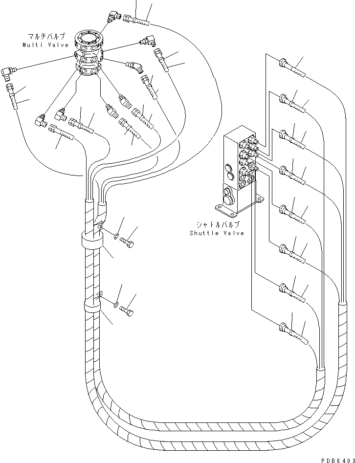 Komatsu parts book diagram for PC350-6 S/N 10001-UP: MULTI PATTERN VALVE(#10001-11999)