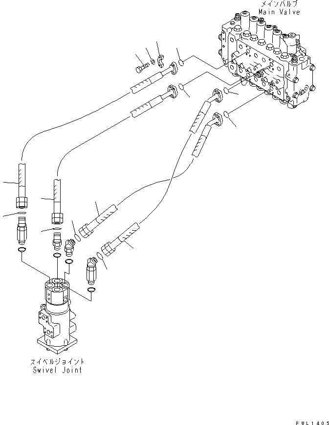 Komatsu parts book diagram for PC350-6 S/N 10001-UP: TRAVEL LINE(#12284-)