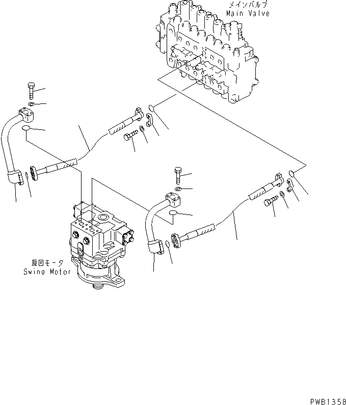 Komatsu parts book diagram for PC350-6 S/N 10001-UP: SWING LINE(#10001-11999)