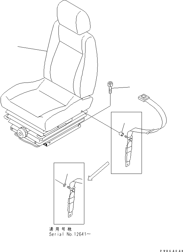 Komatsu parts book diagram for PC350-6 S/N 10001-UP: OPERATOR'S SEAT (TILT) (SUSPENSION TYPE)(#10354-)