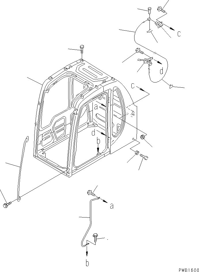 Komatsu parts book diagram for PC350-6 S/N 10001-UP: OPERATOR'S CAB (CAB ? GRIP AND OPEN LOCK) (FOR GUARD)(#10001-11999)