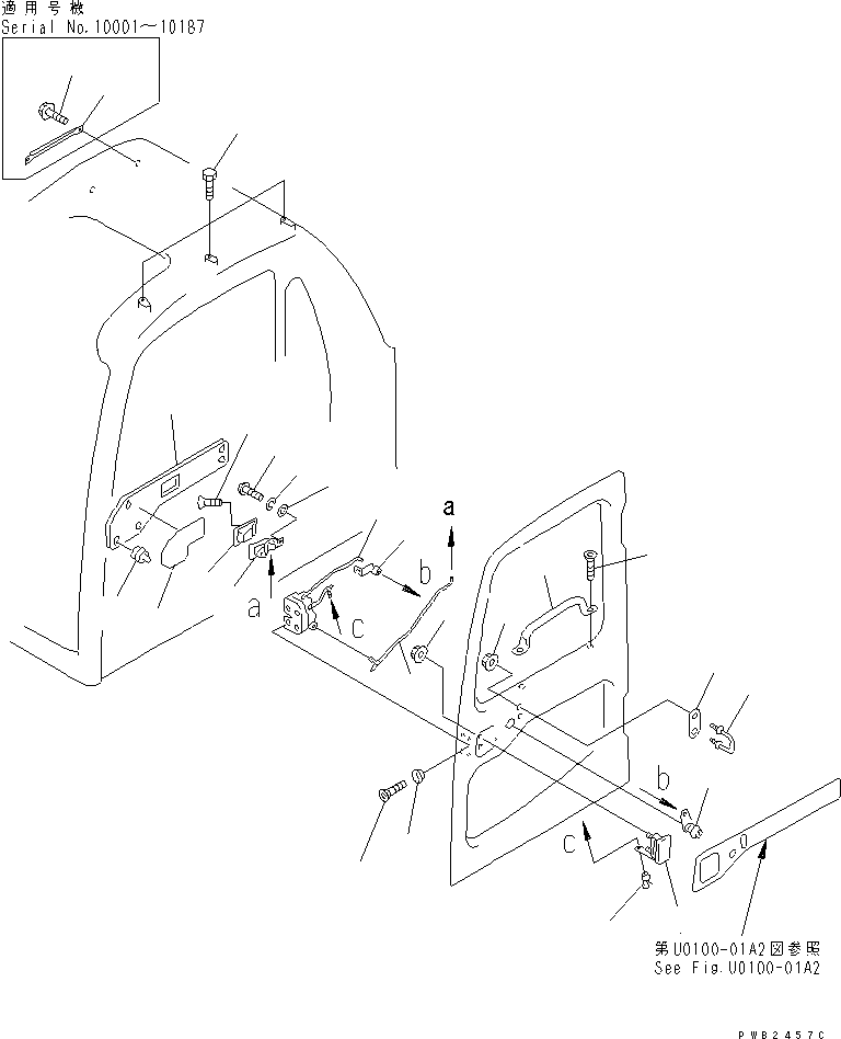 Komatsu parts book diagram for PC350-6 S/N 10001-UP: OPERATOR'S CAB (DOOR LOCK) (FOR VANDALISM PROTECTION)