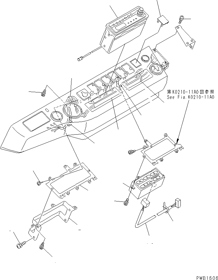 Komatsu parts book diagram for PC350-6 S/N 10001-UP: OPERATOR'S CAB (PANEL) (HARNESS) (WITH AIR CONDITIONER AND RADIO)(#10001-11999)