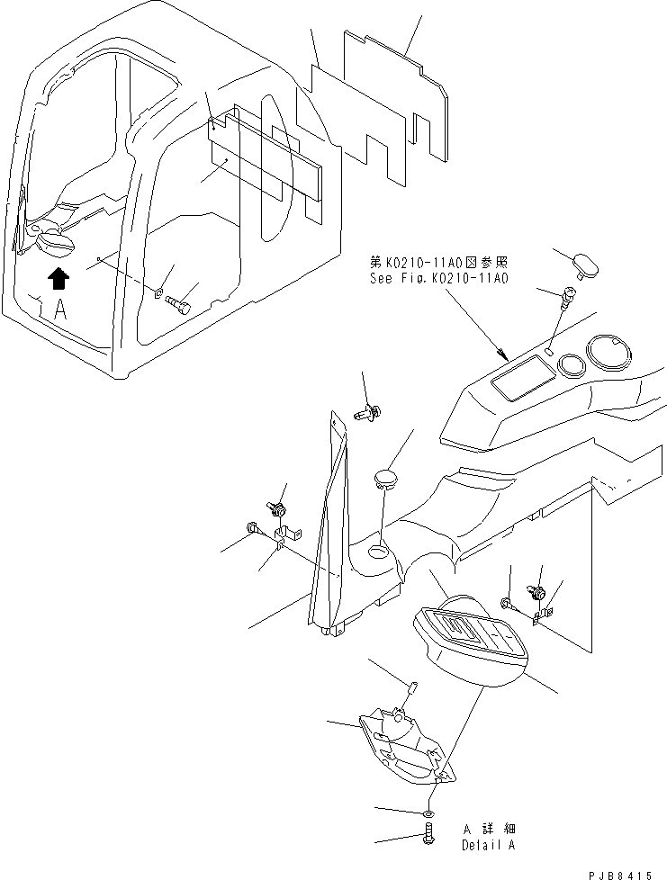 Komatsu parts book diagram for PC350-6 S/N 10001-UP: OPERATOR'S CAB (PANEL COVER AND MONITOR SYSTEM)(#12001-)