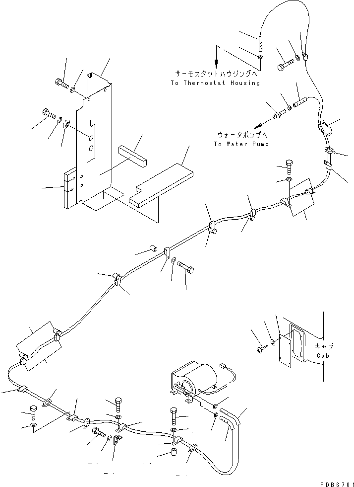 Komatsu parts book diagram for PC350-6 S/N 10001-UP: CAR HEATER (2000 KCAL)(#10338-11999)
