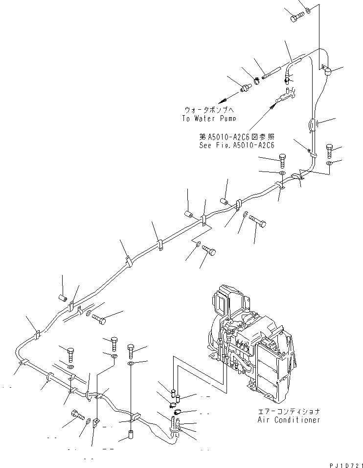 Komatsu parts book diagram for PC350-6 S/N 10001-UP: AIR CONDITIONER LESS (HEATING LINES)(#12001-)