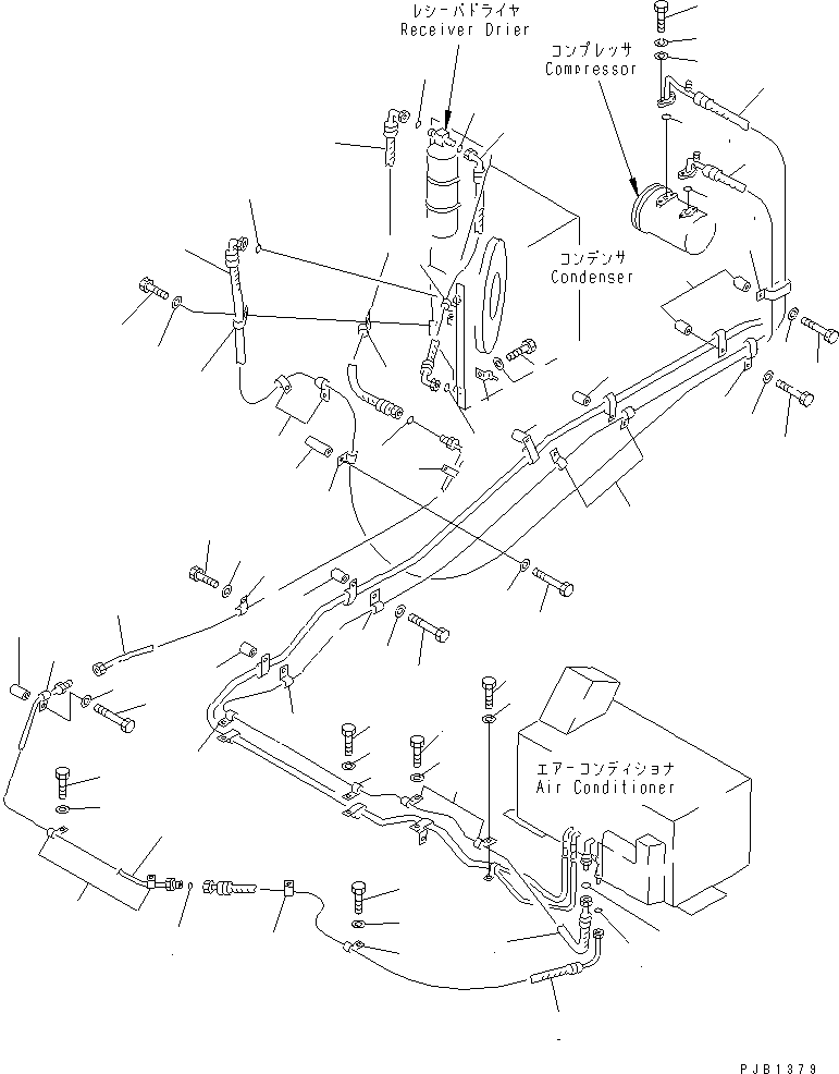 Komatsu parts book diagram for PC350-6 S/N 10001-UP: AIR CONDITIONER (COOLING LINES)(#10001-11999)