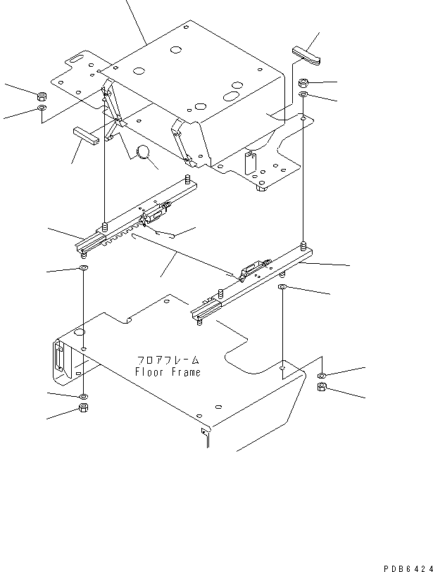 Komatsu parts book diagram for PC350-6 S/N 10001-UP: FLOOR FRAME (LEFT STAND) (BASE)(#10338-10800)