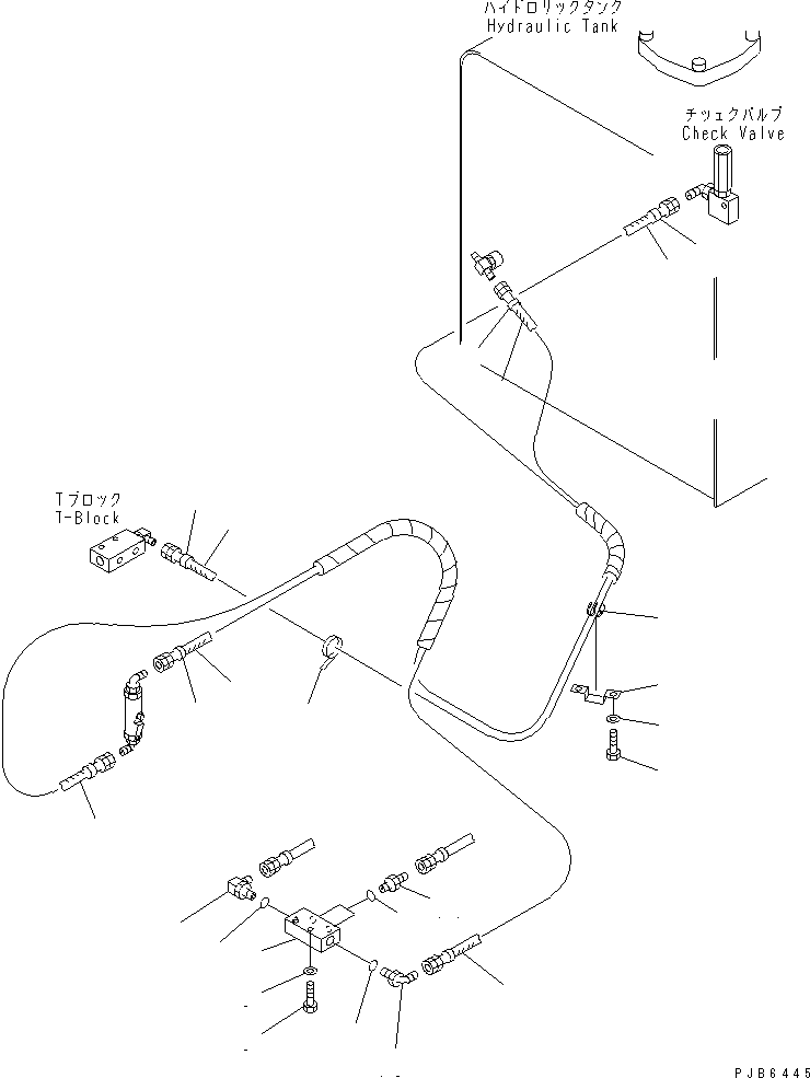 Komatsu parts book diagram for PC350-6 S/N 10001-UP: FLOOR FRAME (PPC WORK LINE) (HOSE AND BLOCK)(#10338-11999)