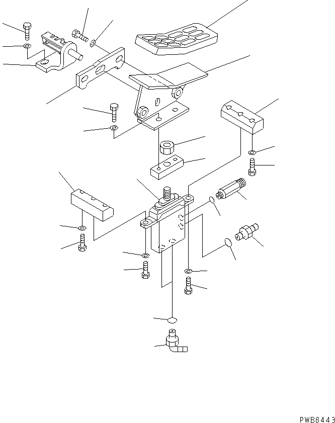 Komatsu parts book diagram for PC350-6 S/N 10001-UP: FLOOR FRAME (ATTACHMENT CONTROL PEDAL) (1 ACTUATOR)(#12001-)