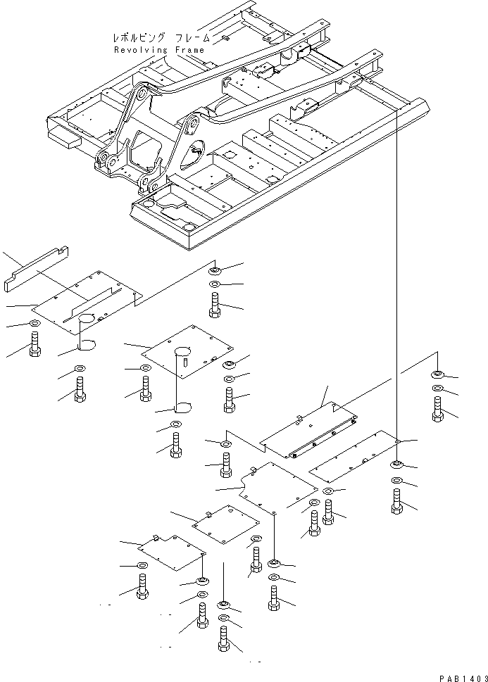 Komatsu parts book diagram for PC350-6 S/N 10001-UP: UNDER COVER (REVOLVING FRAME)(#10001-11999)