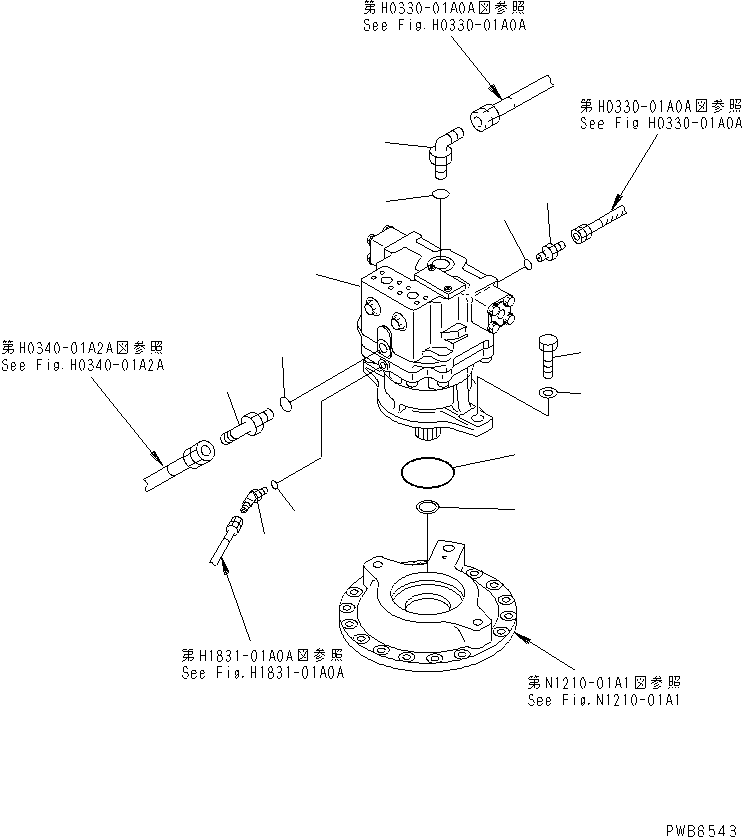 Komatsu parts book diagram for PC350-6 S/N 10001-UP: SWING MOTOR (CONNECTING PARTS)(#12001-)