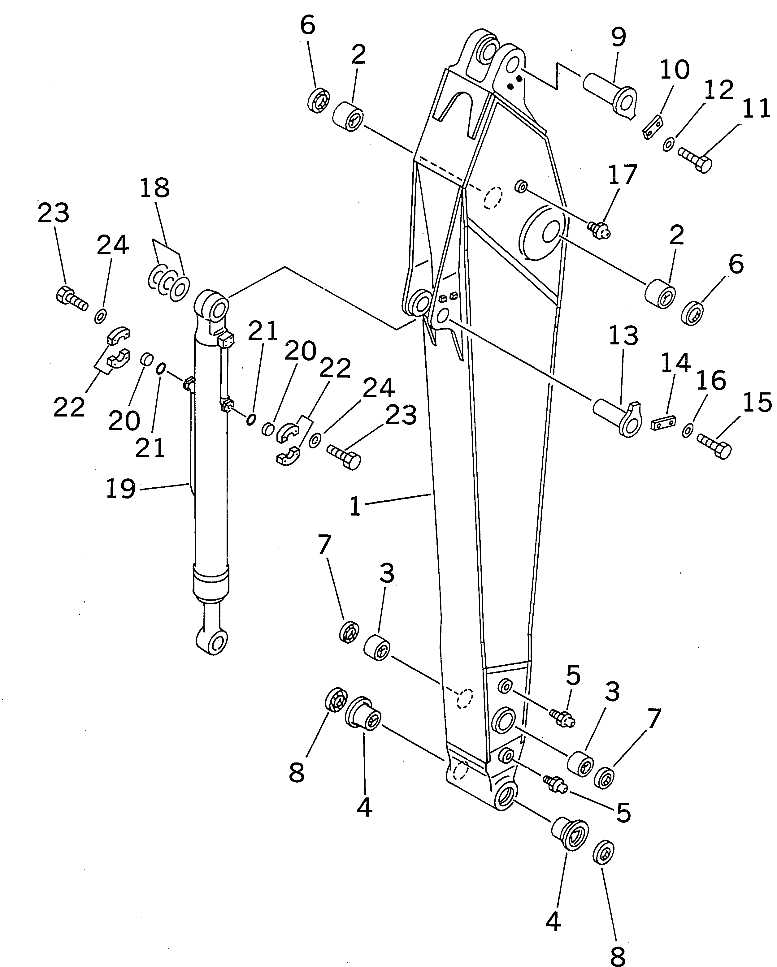 Komatsu parts book diagram for PC350-6 S/N 10001-UP: ARM (3.2M) (ARM AND BUCKET CYLINDER) (FOR COMPONENT)