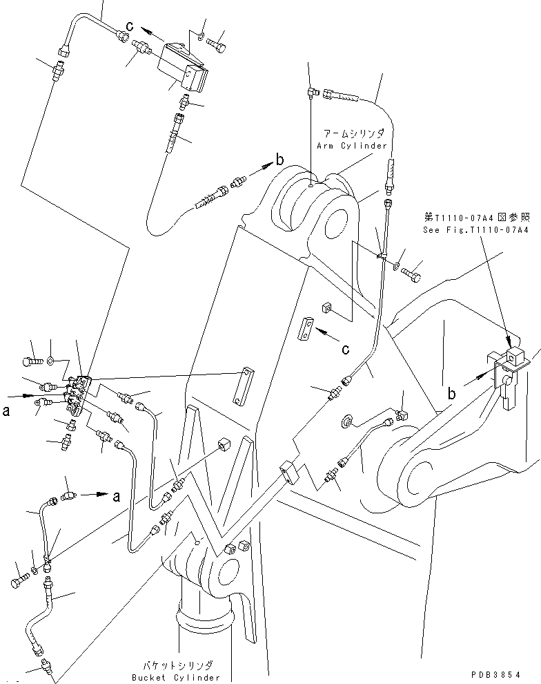 Komatsu parts book diagram for PC350-6 S/N 10001-UP: ARM (3.2M) (HEAVY DUTY) (GREASING LINE) (WITH AUTO GREASING)
