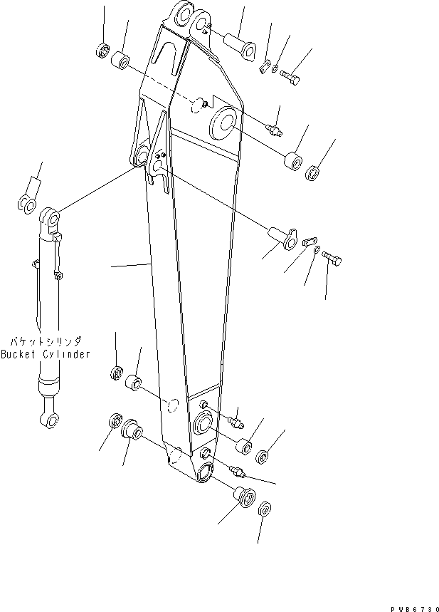 Komatsu parts book diagram for PC350-6 S/N 10001-UP: ARM (3.2M) (HEAVY DUTY) (ARM)