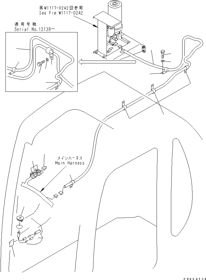 Komatsu parts book diagram for PC350-6 S/N 10001-UP: AUTO GREASING SYSTEM PARTS (HARNESS AND ALARM LAMP) (KIT)(#12001-)