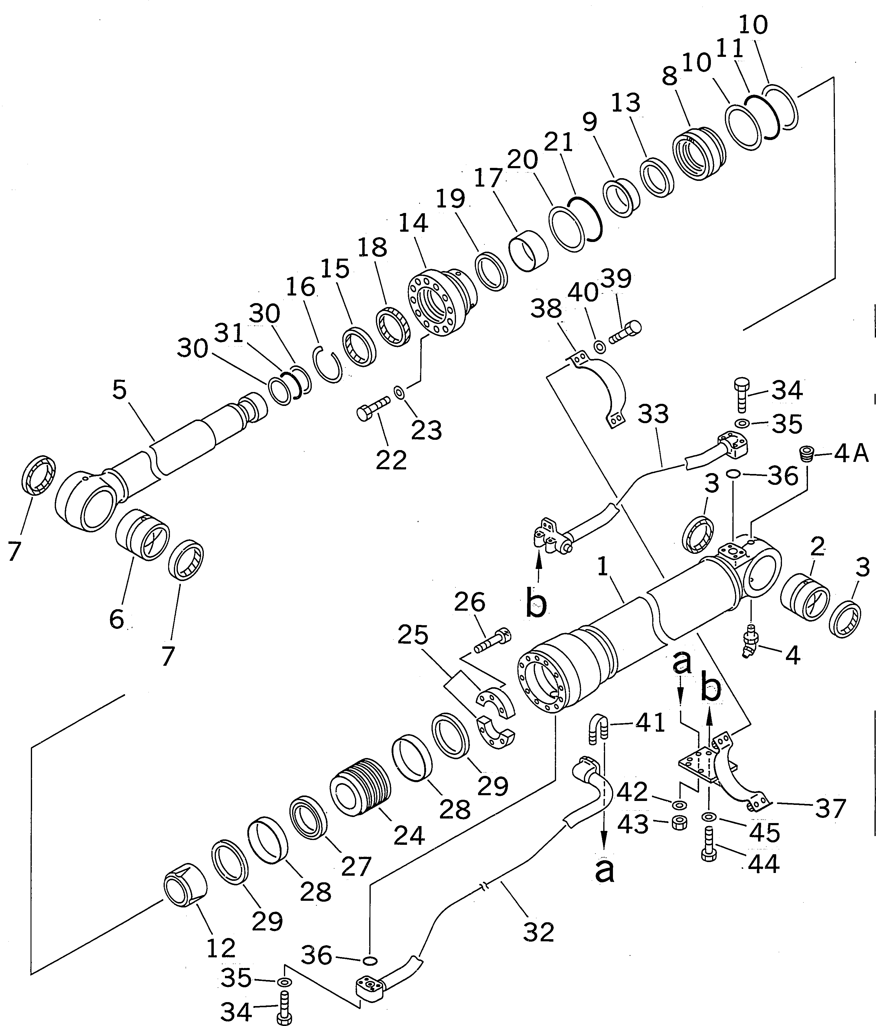 Komatsu parts book diagram for PC350-6 S/N 10001-UP: B00M CYLINDER(#10001-11999)