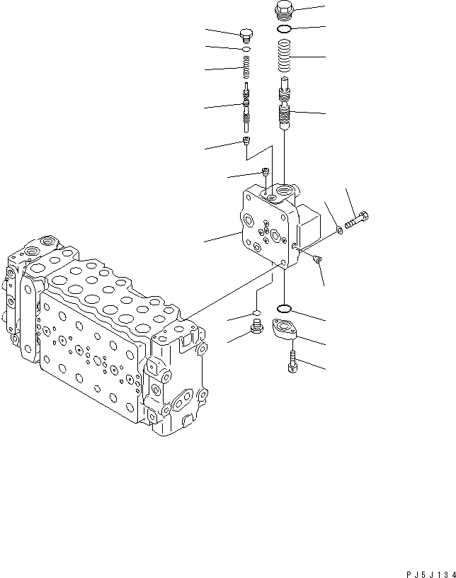 Komatsu parts book diagram for PC350-6 S/N 10001-UP: MAIN VALVE (1-ACTUATOR) (10/12)