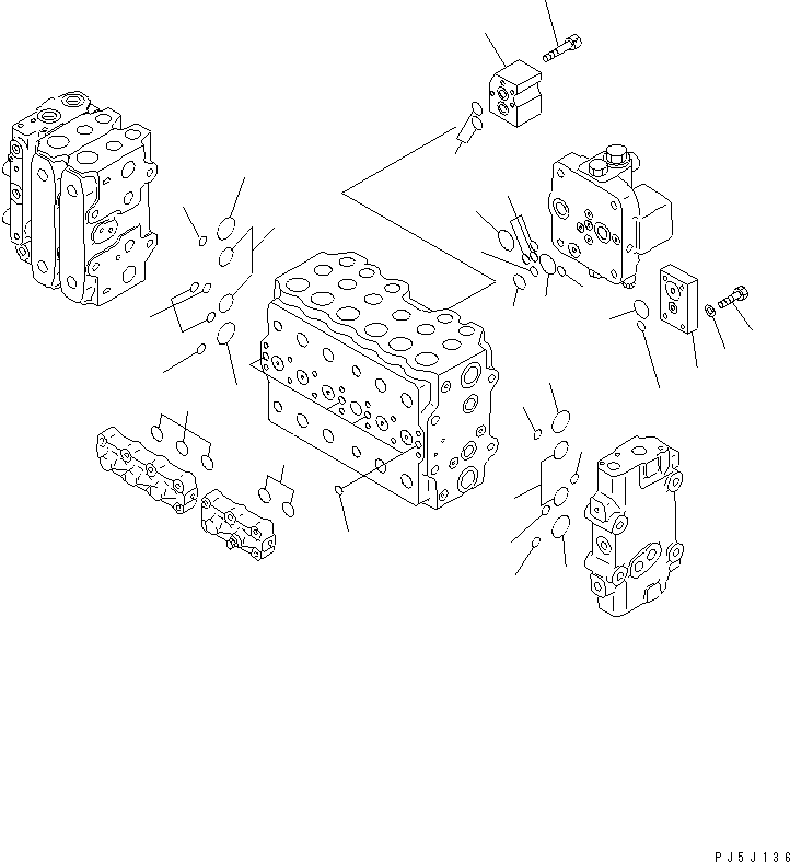 Komatsu parts book diagram for PC350-6 S/N 10001-UP: MAIN VALVE (2-ACTUATOR) (2/15)(#10450-)
