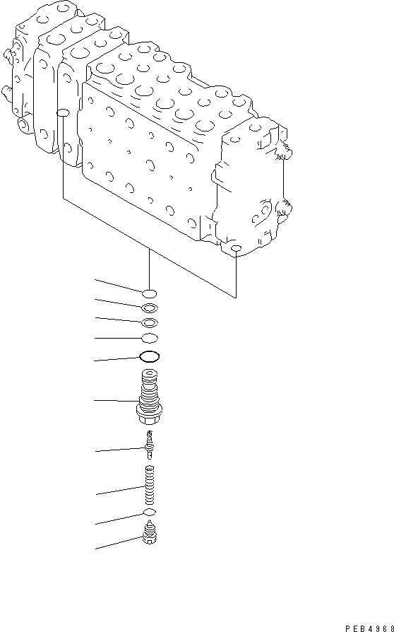 Komatsu parts book diagram for PC350-6 S/N 10001-UP: MAIN VALVE (2-ACTUATOR) (5/15)(#10450-)