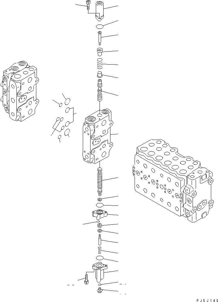 Komatsu parts book diagram for PC350-6 S/N 10001-UP: MAIN VALVE (2-ACTUATOR) (11/15)(#10450-)