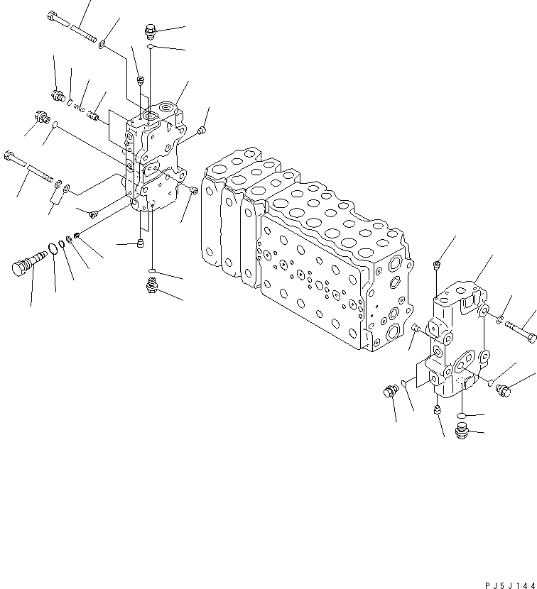 Komatsu parts book diagram for PC350-6 S/N 10001-UP: MAIN VALVE (3-ACTUATOR) (4/17)(#12455-)