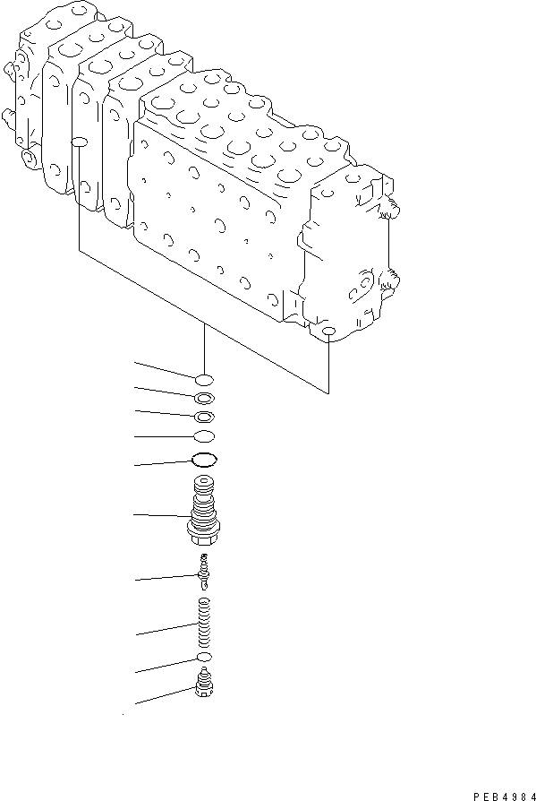 Komatsu parts book diagram for PC350-6 S/N 10001-UP: MAIN VALVE (3-ACTUATOR) (5/17)(#12455-)