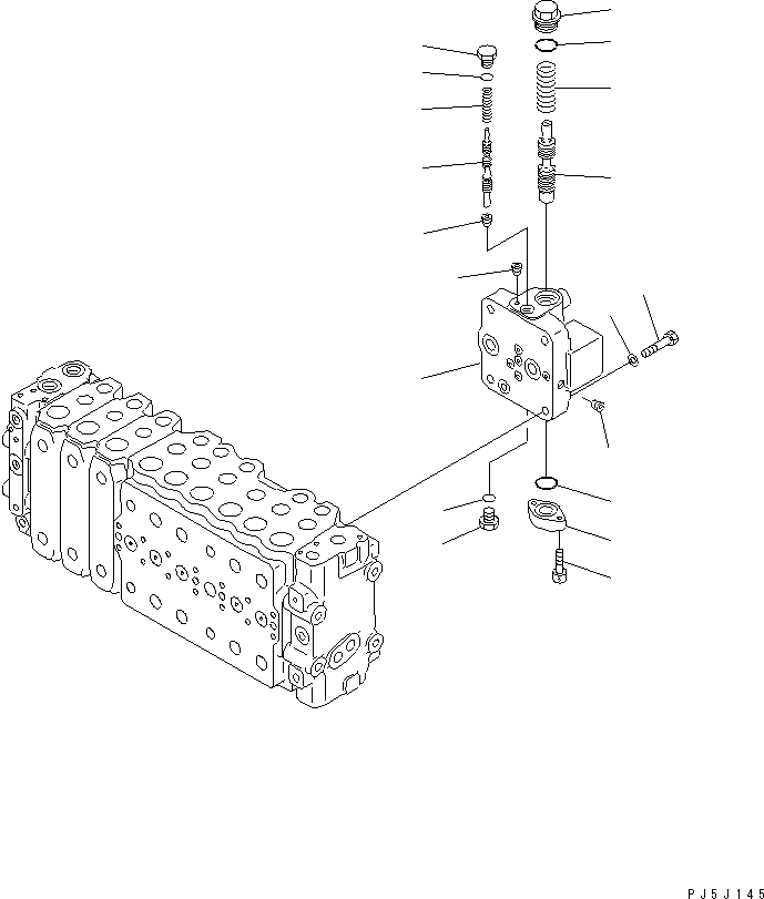 Komatsu parts book diagram for PC350-6 S/N 10001-UP: MAIN VALVE (3-ACTUATOR) (10/17)(#12455-)