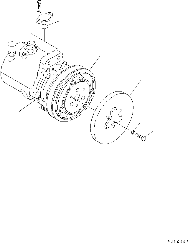 Komatsu parts book diagram for PC350-6 S/N 10001-UP: AIR COMPRESSOR UNIT (FOR AIR CONDITIONER)(#10001-11999)