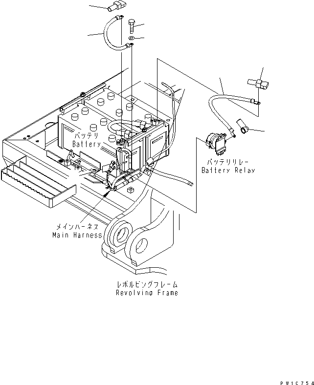 Excavators Komatsu / PC350-7 S/N 20001-UP (Overseas Version)(pc350-7c) / WIRING HARNESS (BATTERY CASE)(#25001-)(120130 : E0200-05A0A)
