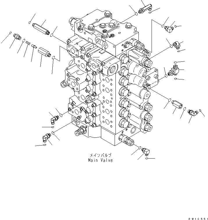 Excavators Komatsu / PC350-7 S/N 20001-UP (Overseas Version)(pc350-7c) / MAIN VALVE (CONNECTING PARTS) (2/2)(150080 : H0120-02A0)
