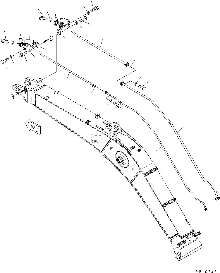 Excavators Komatsu / PC350-7 S/N 20001-UP (Overseas Version)(pc350-7c) / BOOM (ADDITIONAL PIPING)(360110 : T1110-06A1)