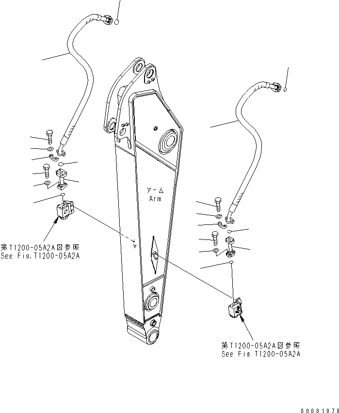 Excavators Komatsu / PC350-7 S/N 20001-UP (Overseas Version)(pc350-7c) / ARM (2.6M) (ADDITIONAL PIPING)(360360 : T1200-04B0)