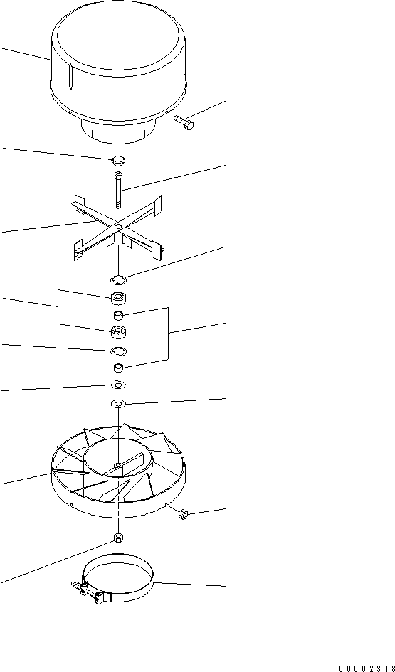 Excavators Komatsu / PC350-7 S/N 20001-UP (Overseas Version)(pc350-7c) / PRECLEANER (INNER PART)(#20001-26482)(480100 : Y1011-01A1)