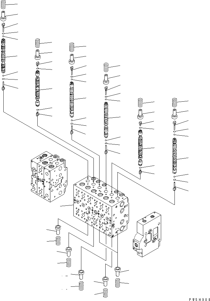 Excavators Komatsu / PC350-7 S/N 20001-UP (Overseas Version)(pc350-7c) / MAIN VALVE (1-ACTUATOR) (1/23)(480710 : Y1664-01A0)