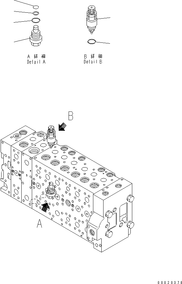 Excavators Komatsu / PC350-7 S/N 20001-UP (Overseas Version)(pc350-7c) / MAIN VALVE (1-ACTUATOR) (19/23)(480890 : Y1664-19A0)