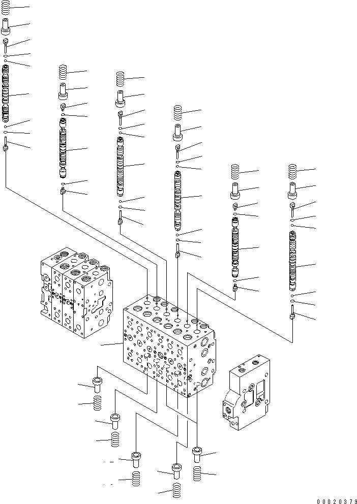 Excavators Komatsu / PC350-7 S/N 20001-UP (Overseas Version)(pc350-7c) / MAIN VALVE (2-ACTUATOR) (1/25)(480940 : Y1666-01A0)