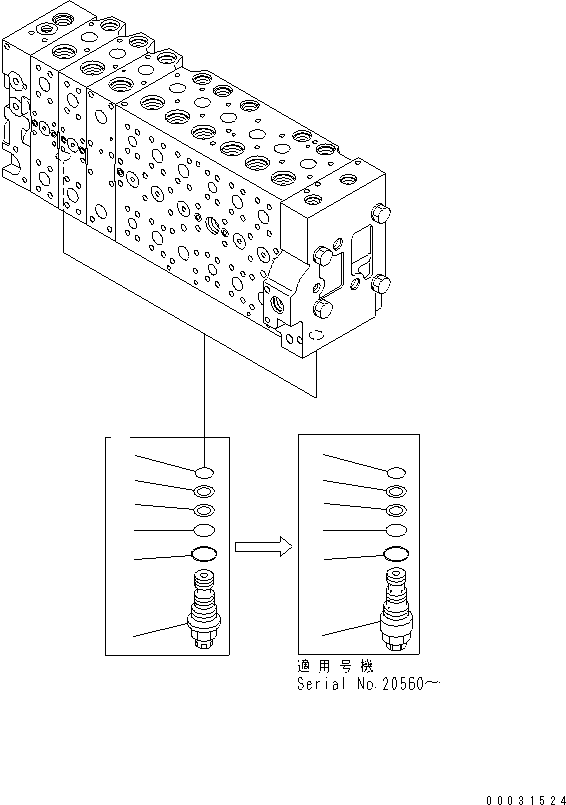 Excavators Komatsu / PC350-7 S/N 20001-UP (Overseas Version)(pc350-7c) / MAIN VALVE (2-ACTUATOR) (8/25)(481010 : Y1666-08A0)