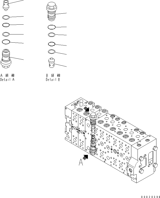 Excavators Komatsu / PC350-7 S/N 20001-UP (Overseas Version)(pc350-7c) / MAIN VALVE (2-ACTUATOR) (18/25)(481110 : Y1666-18A0)